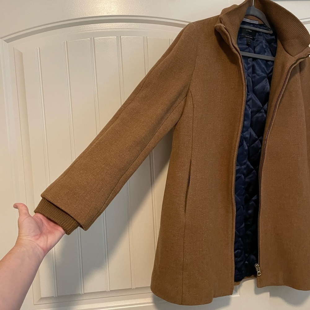 J. Crew Lodge coat Italian wool winter jacket full zip size 10 - Picture 5 of 13